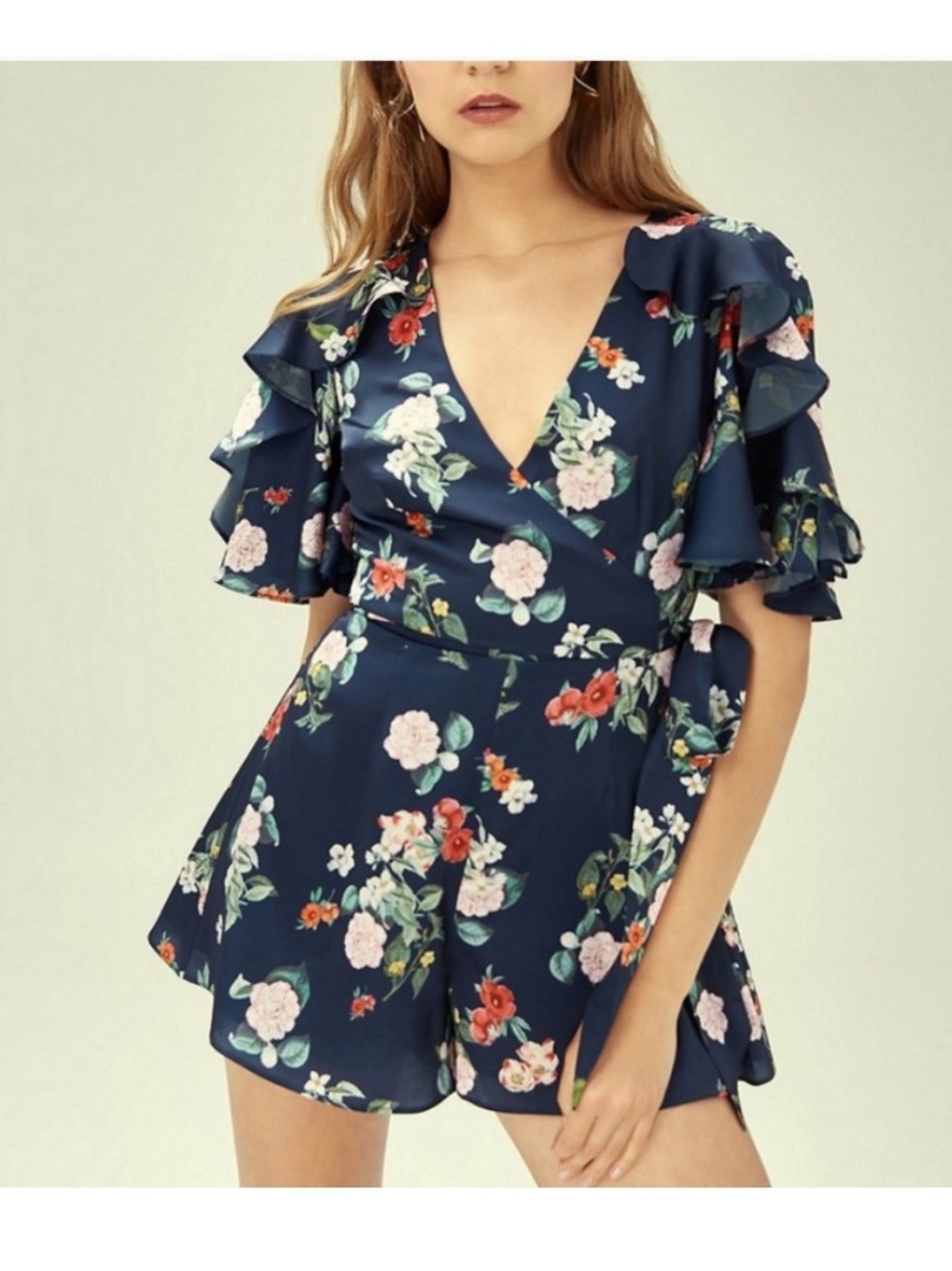 NWT Keepsake Floral Ruffle Romper sz Large